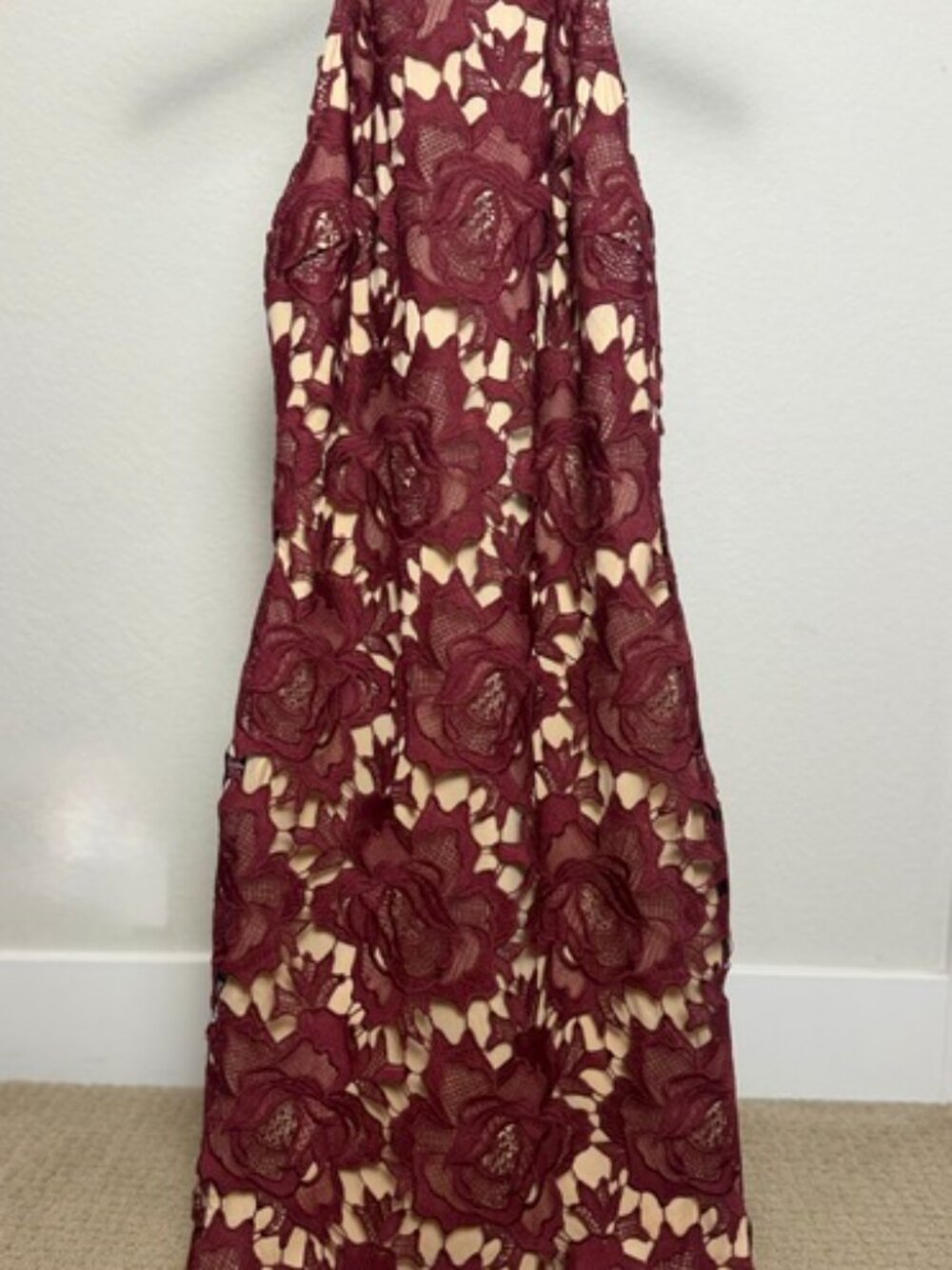 Lulus Burgundy Floral Lace Dress